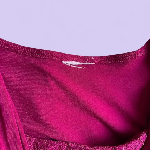 Vintage Y2K Magenta Cowl Neck Top with Lace Cami Insert – Fits Medium - Picture 6 of 6